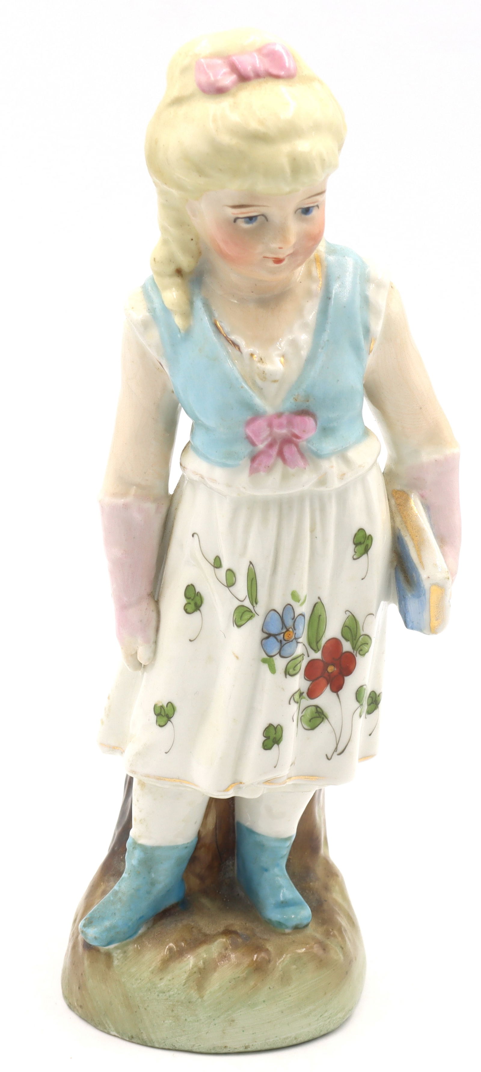 Antique Conta & Boehme figurine, School girl: Antique Conta & Boehme figurine, School girl. 7-inch tall.