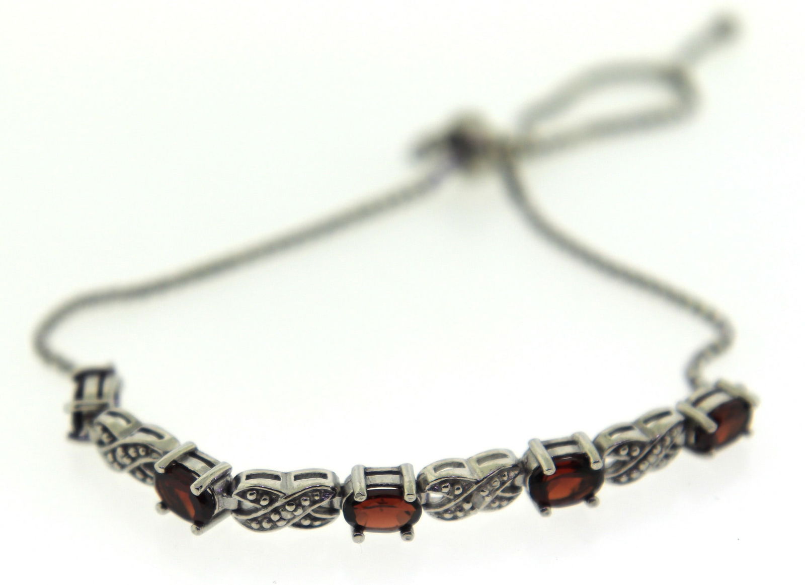 Sterling Silver Garnet and Cubic Zirconia Bracelet (1 of 4)