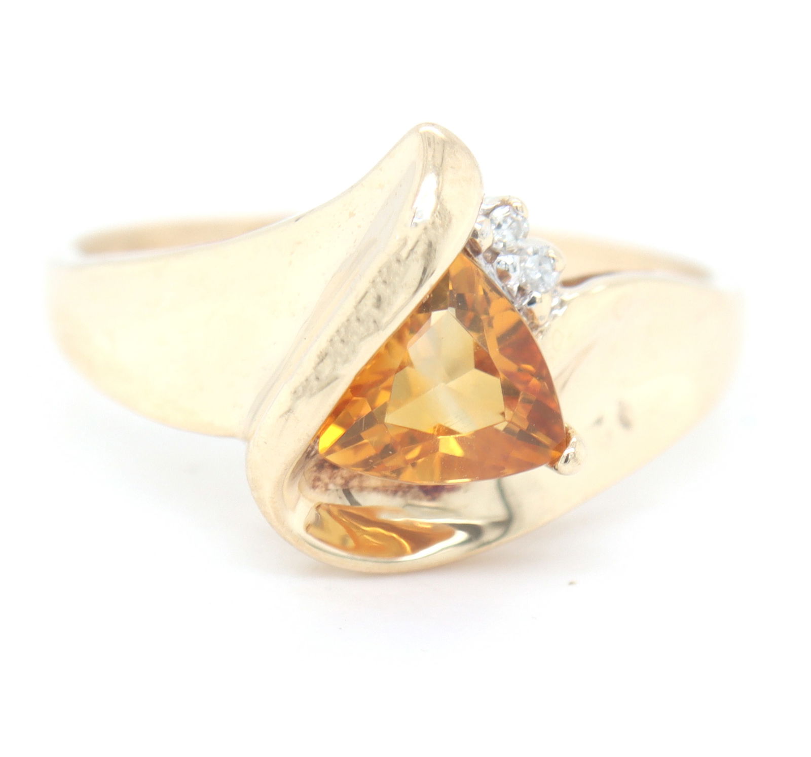 10kt Yellow gold Triangle citrine and diamond accent wrap ring (1 of 4)