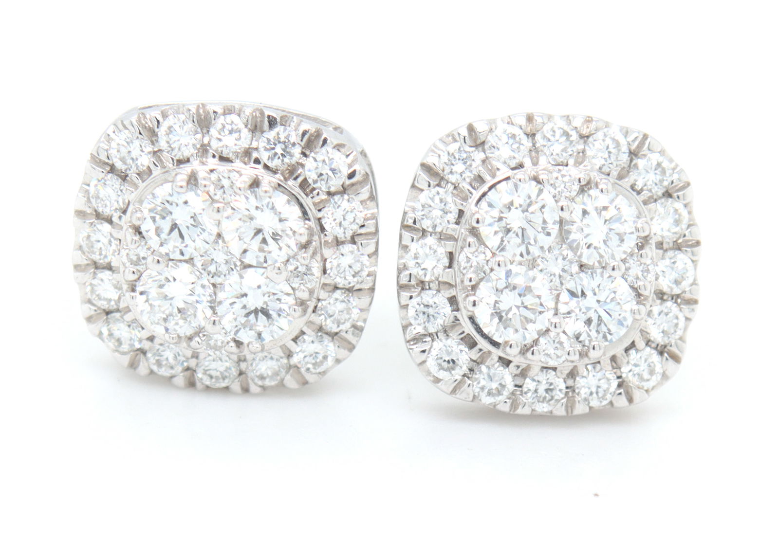 14kt White gold Lab grown diamond cluster earrings (1 of 4)