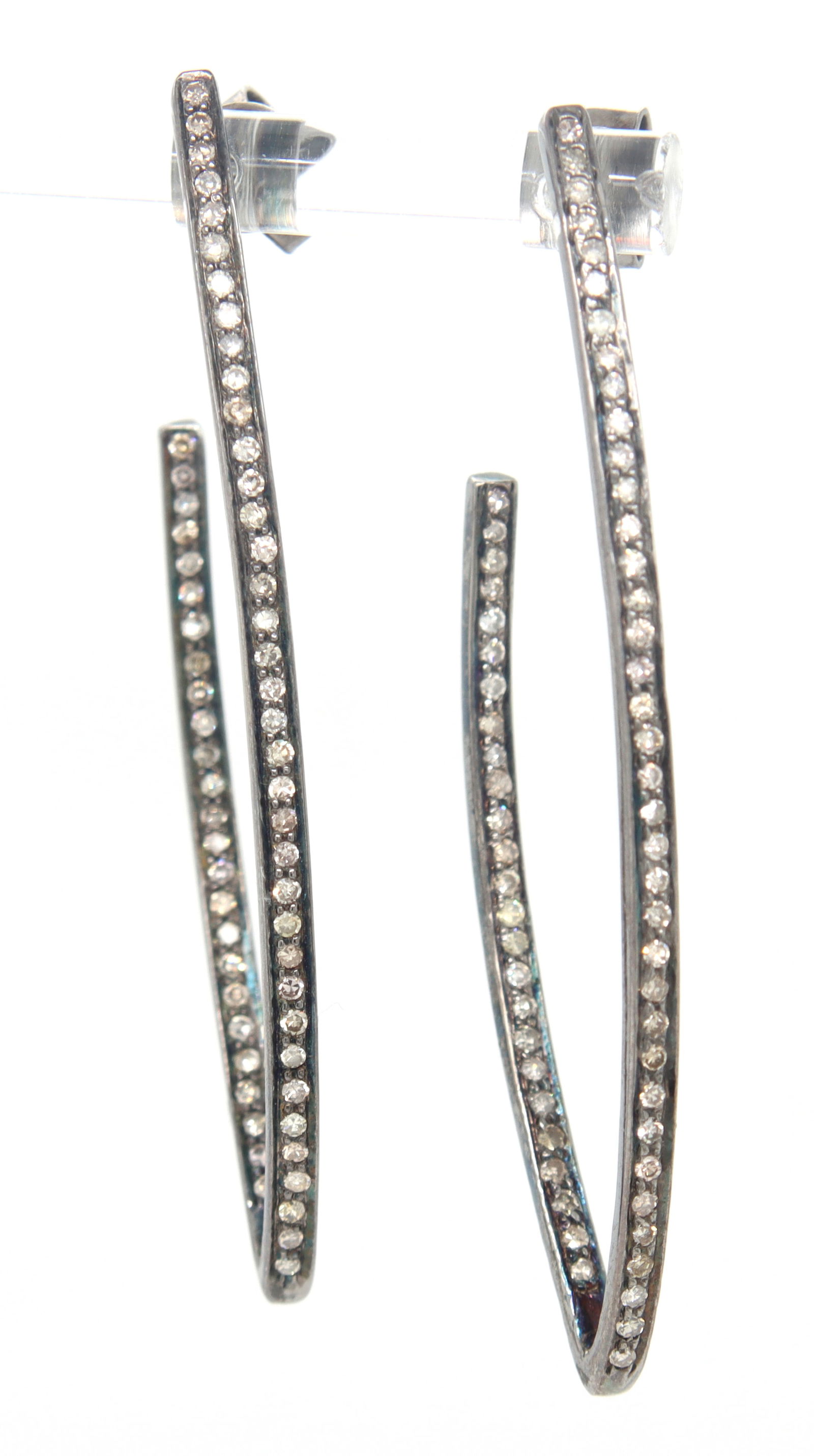 925 Sterling silver diamond chevron earrings (1 of 5)