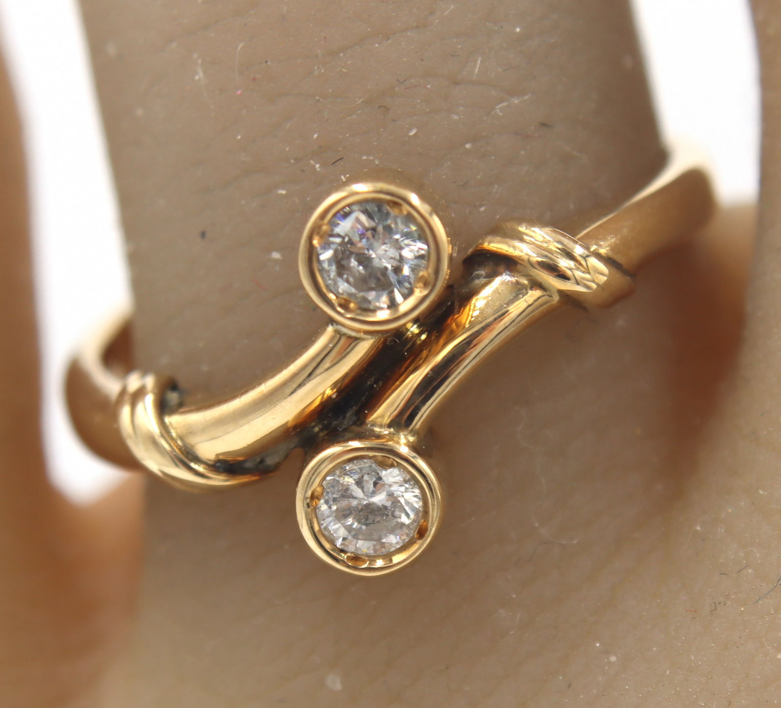 14kt Yellow gold diamond bypass ring (1 of 5)