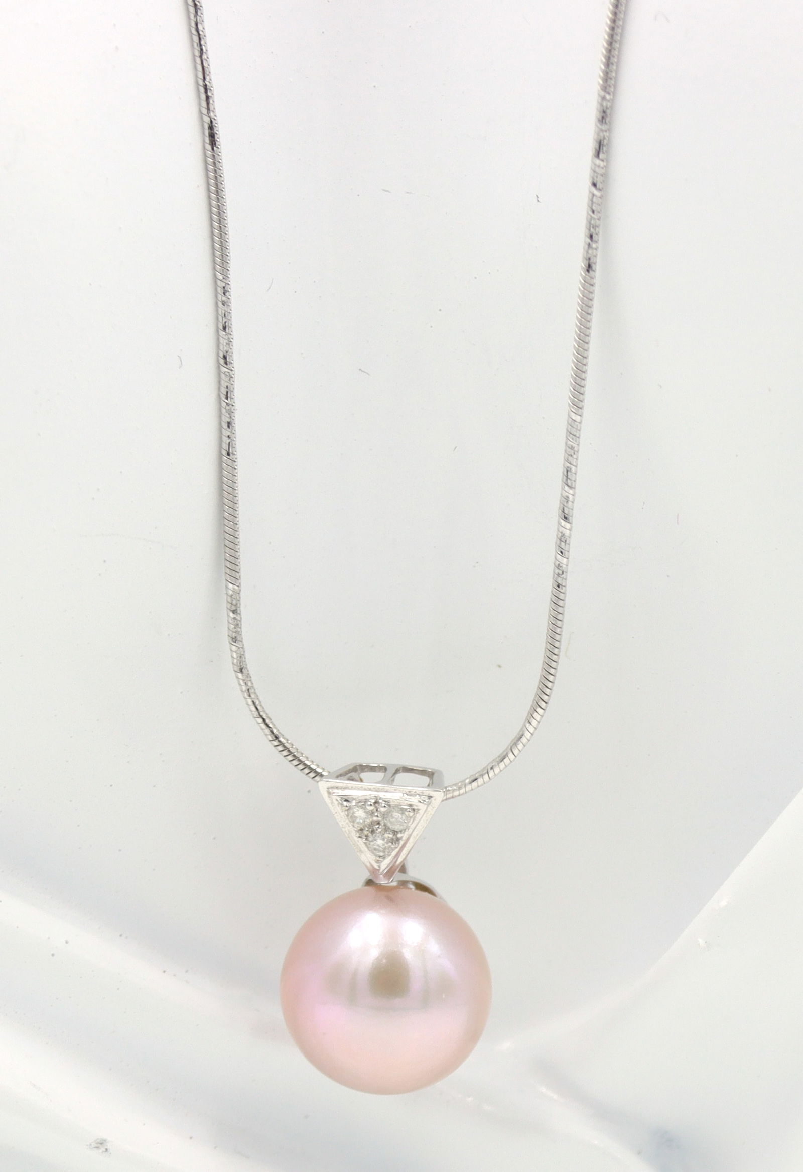Elegant White Gold Fresh Water Pearl and Diamond Pendant on Chain (1 of 5)