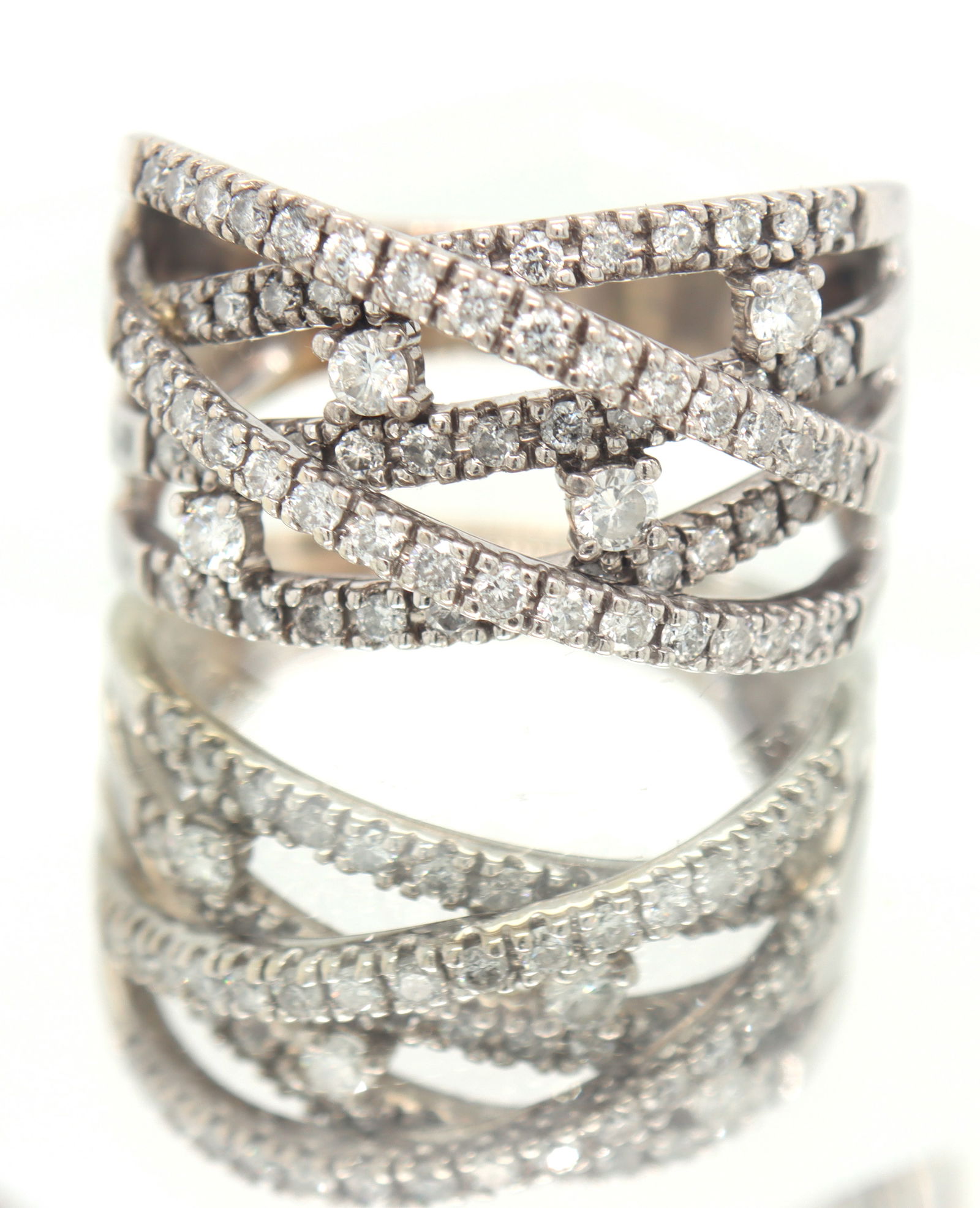 14kt White Gold approximate 1.35ctw Multi Row Orbit Diamond Ring (1 of 5)