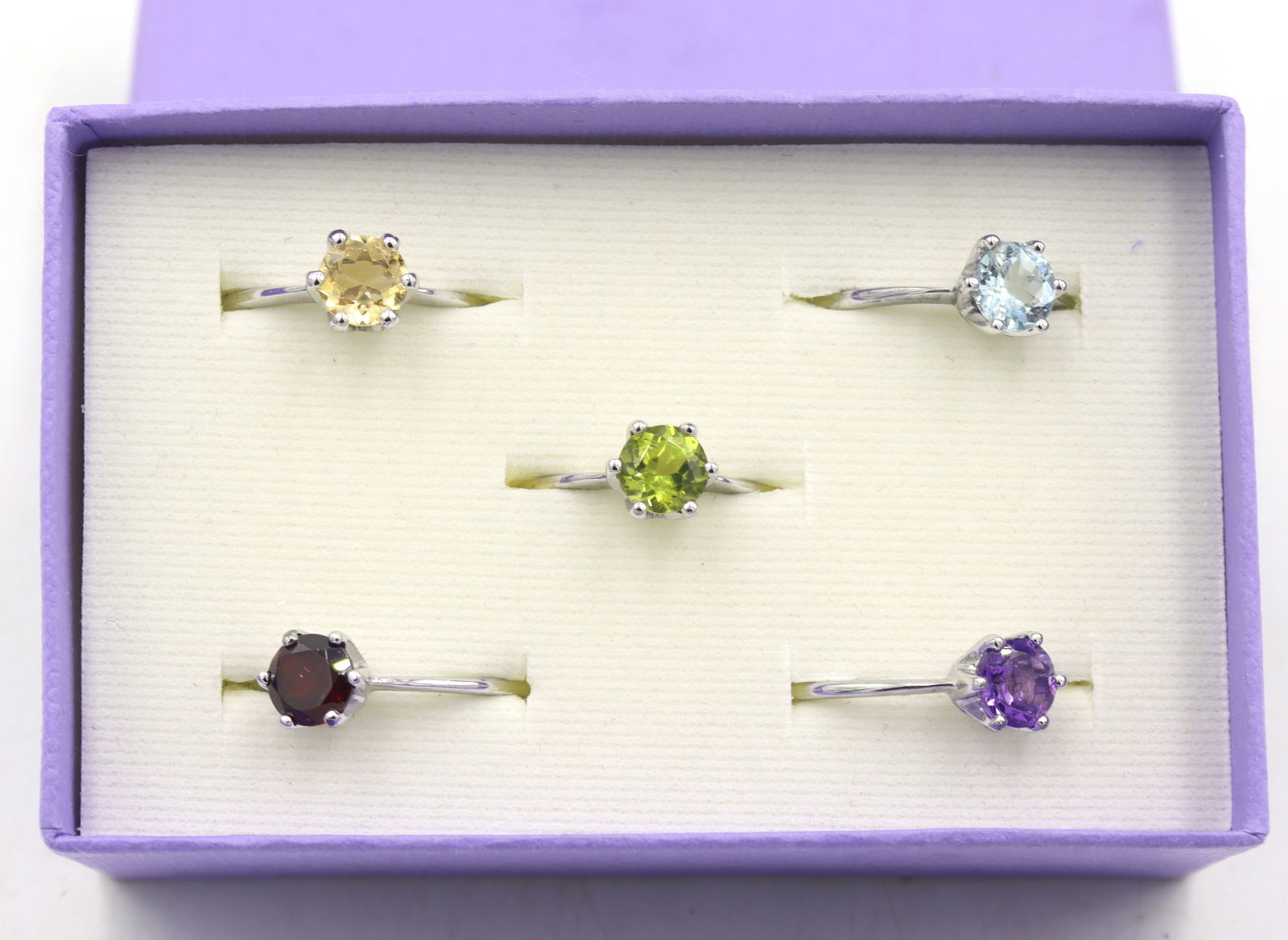 Group lot of 5 sterling silver multi color rings (1 of 4)