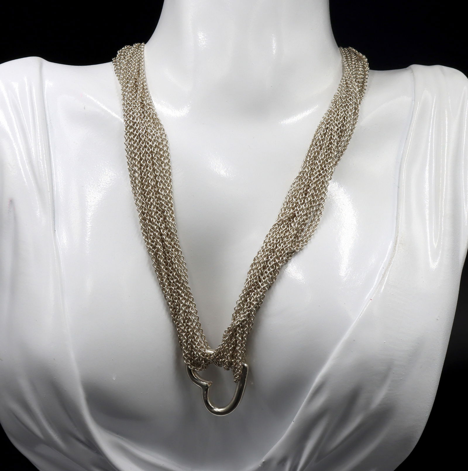 Tiffany & Co multi strand mesh open heart pendant necklace (1 of 6)