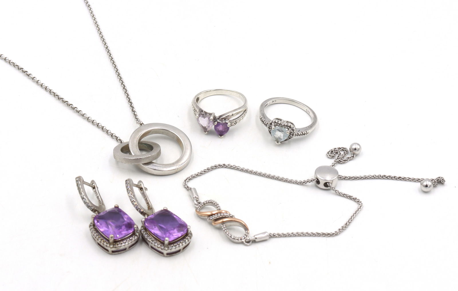 Group lot of Vintage 925 sterling silver miscellaneous jewelry (1 of 8)