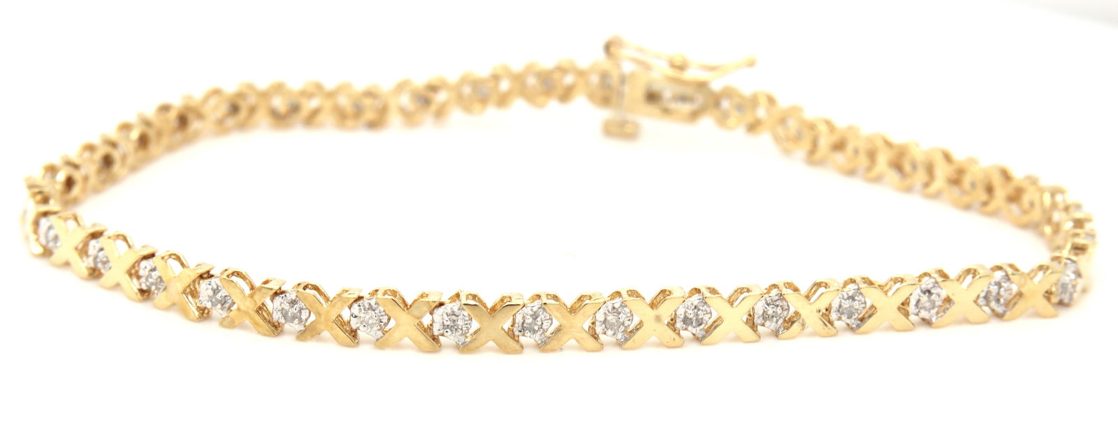 10kt Yellow gold diamond X link bracelet (1 of 4)