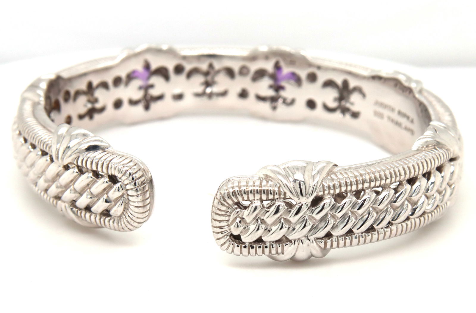 Judith Ripka amethyst cable hinged cuff bangle - 3