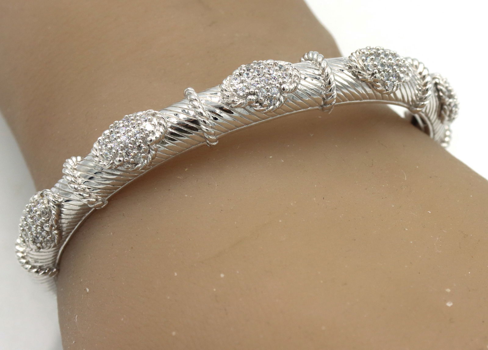 Judith Ripka CZ station hinged cuff bangle (1 of 5)