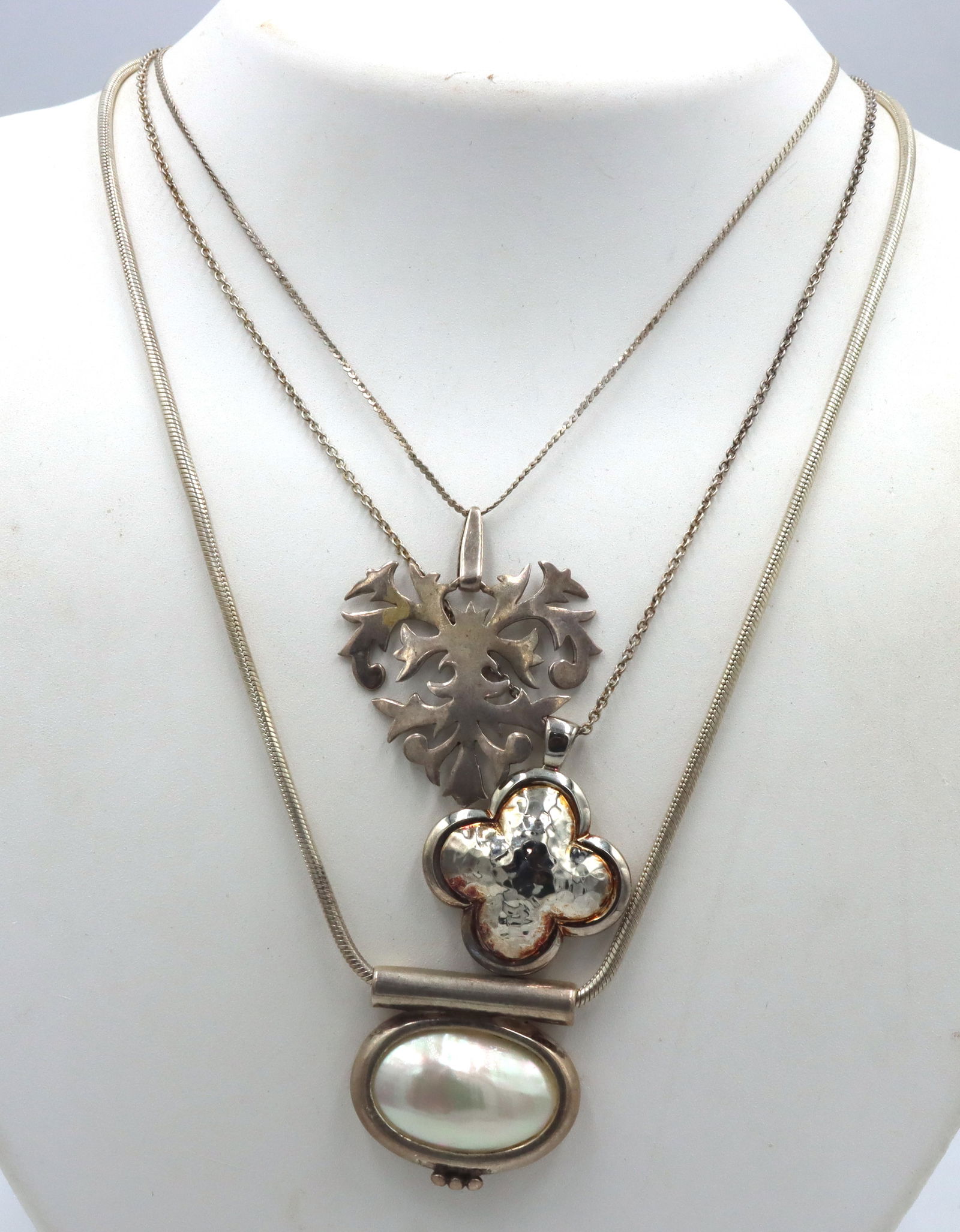 Group lot of 3 Vintage 925 sterling silver necklaces (1 of 6)