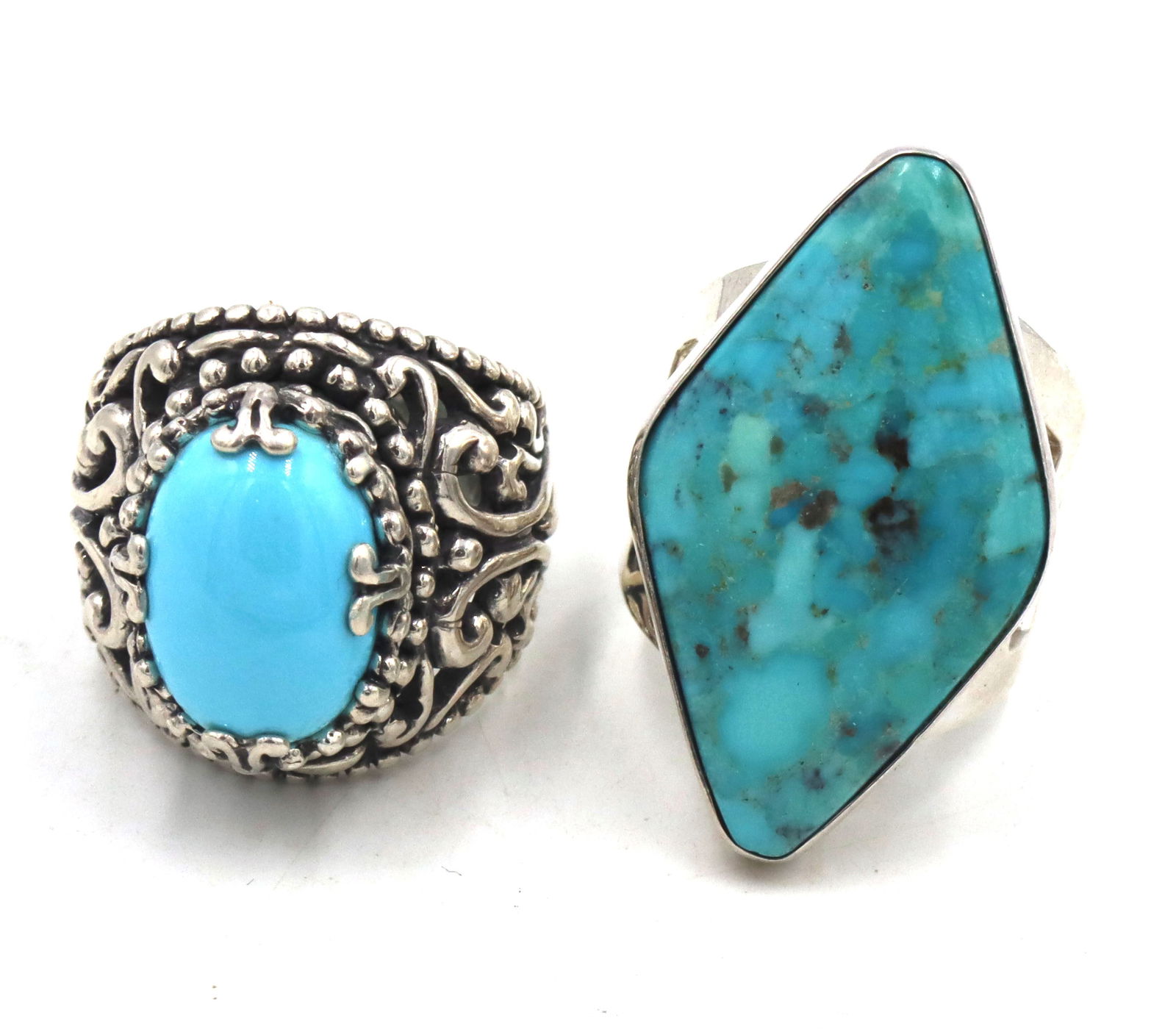 Lot of 2 Turquoise 925 sterling silver rings (1 of 4)