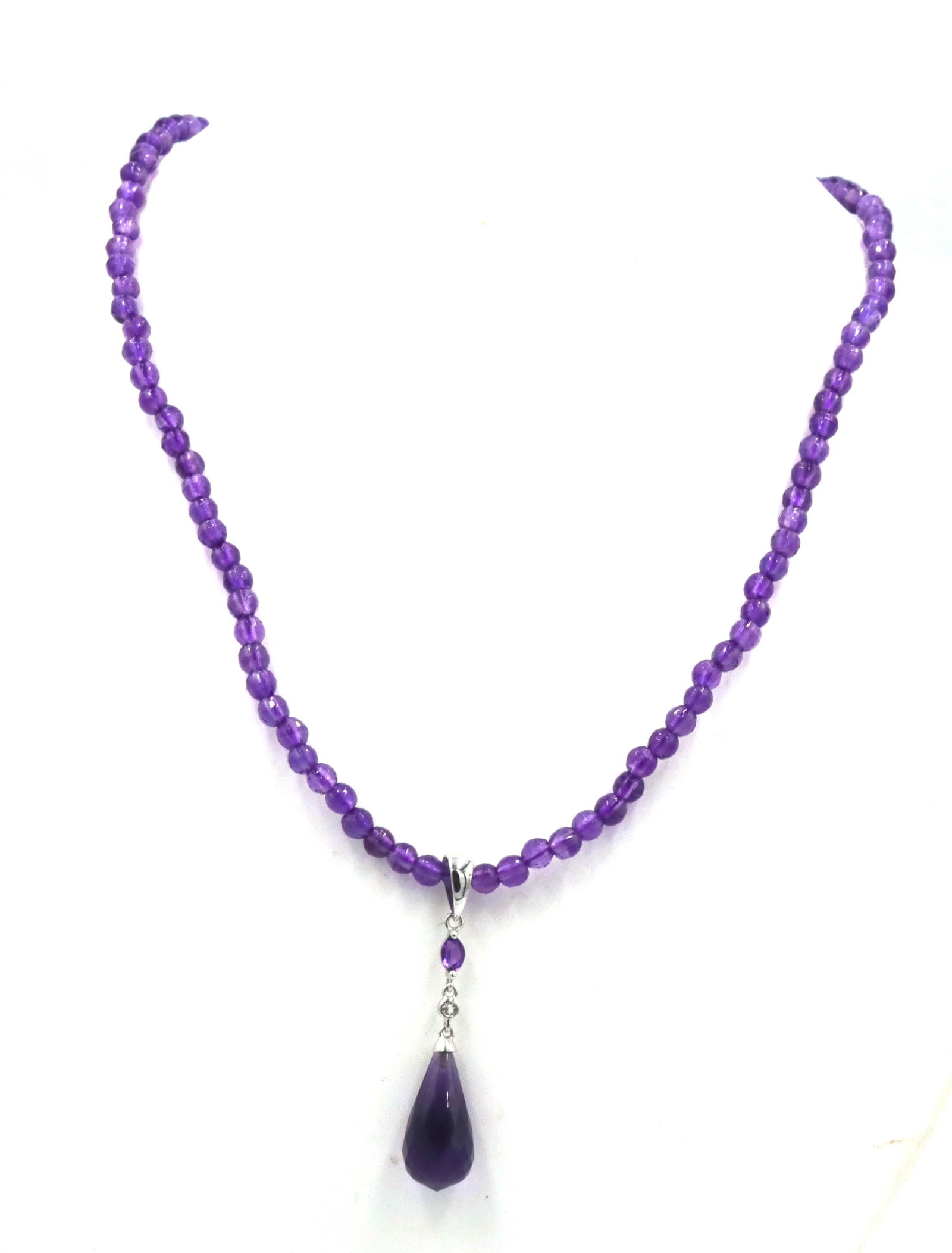 Amethyst pendant on beaded necklace (1 of 4)