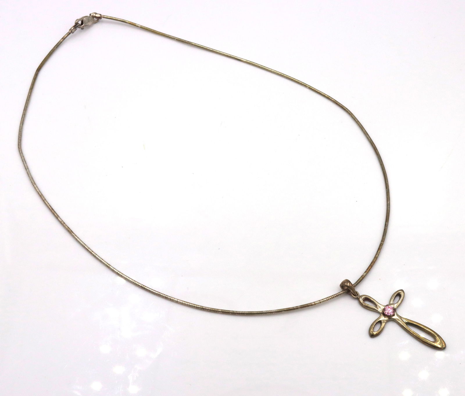 925 Sterling silver Cross pendant on Italian omega chain (1 of 5)