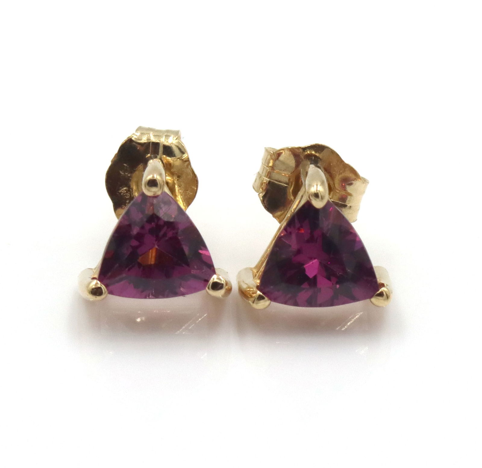 14kt Yellow gold Triangle tourmaline stud earrings (1 of 3)