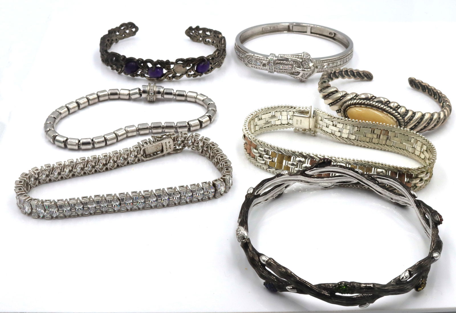 Group lot of Vintage 925 sterling silver bangles (1 of 8)