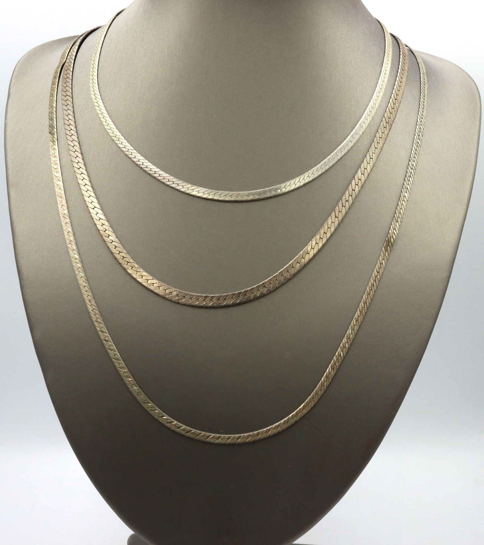 Lot of 3 Italian Vintage 925 sterling silver Herringbone chains (1 of 7)