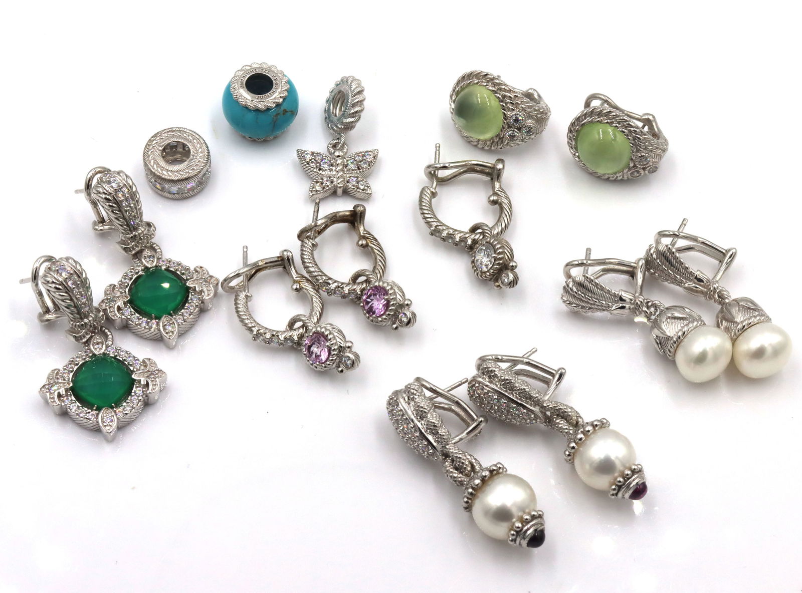 Lot of Judith Ripka 925 sterling silver earrings and charms (1 of 12)