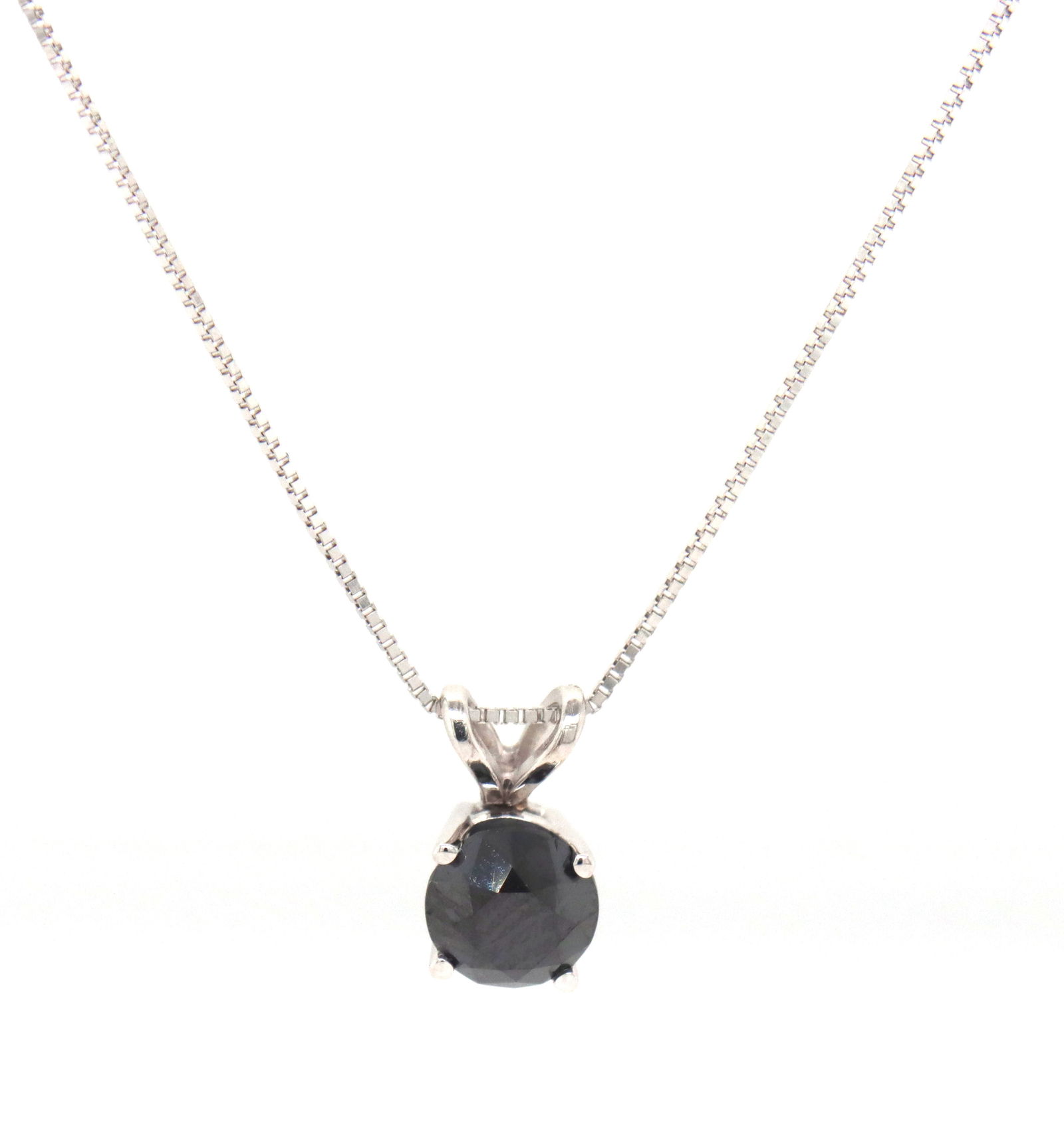 14kt White gold 0.45ct black diamond pendant on chain (1 of 6)