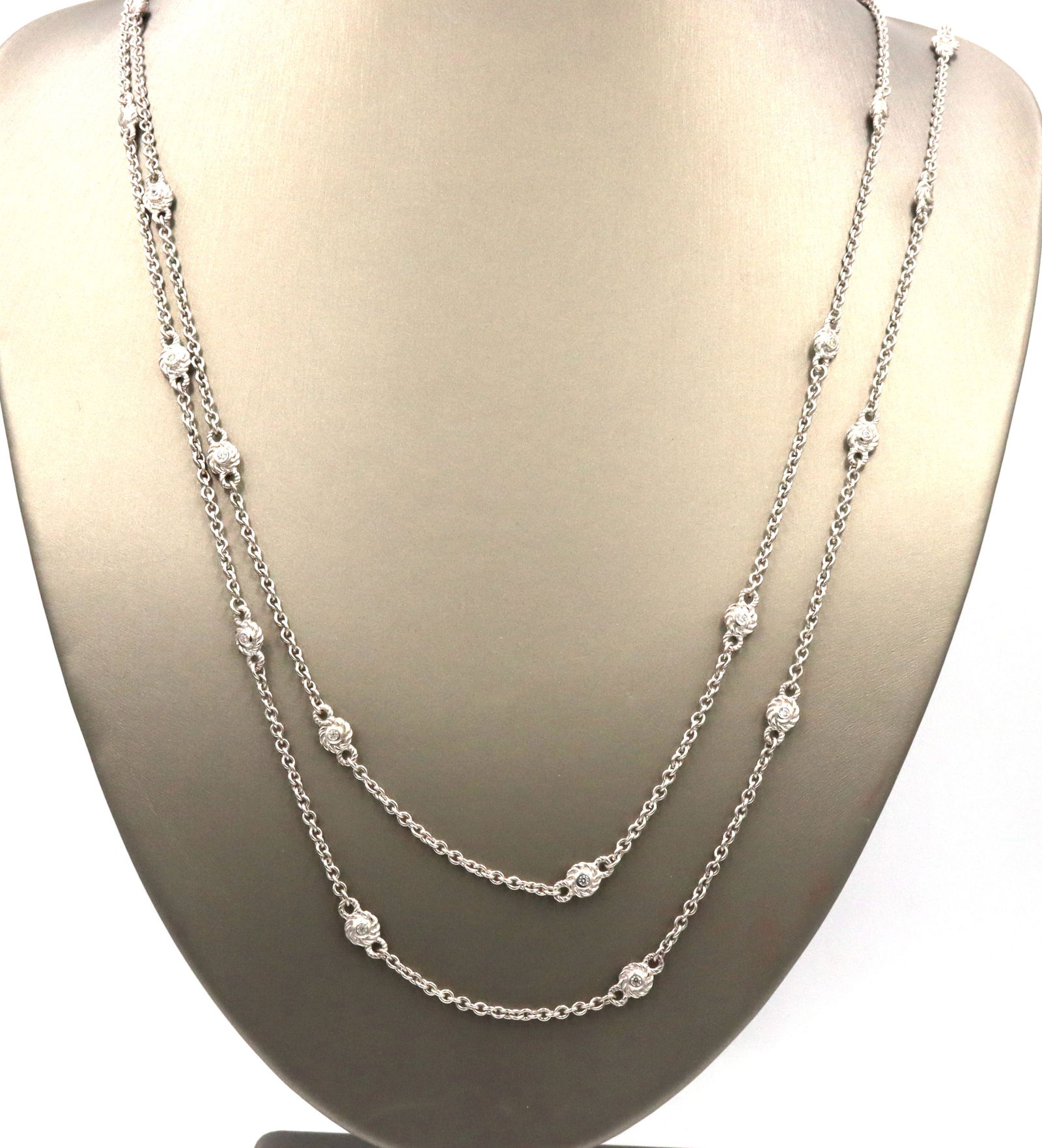 Lot of 2 Judith Ripka 925 sterling silver chain necklaces (1 of 5)