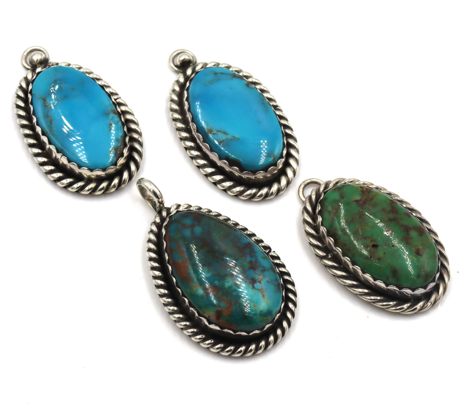 Group lot of 4 Vintage 925 sterling silver turquoise charms (1 of 3)