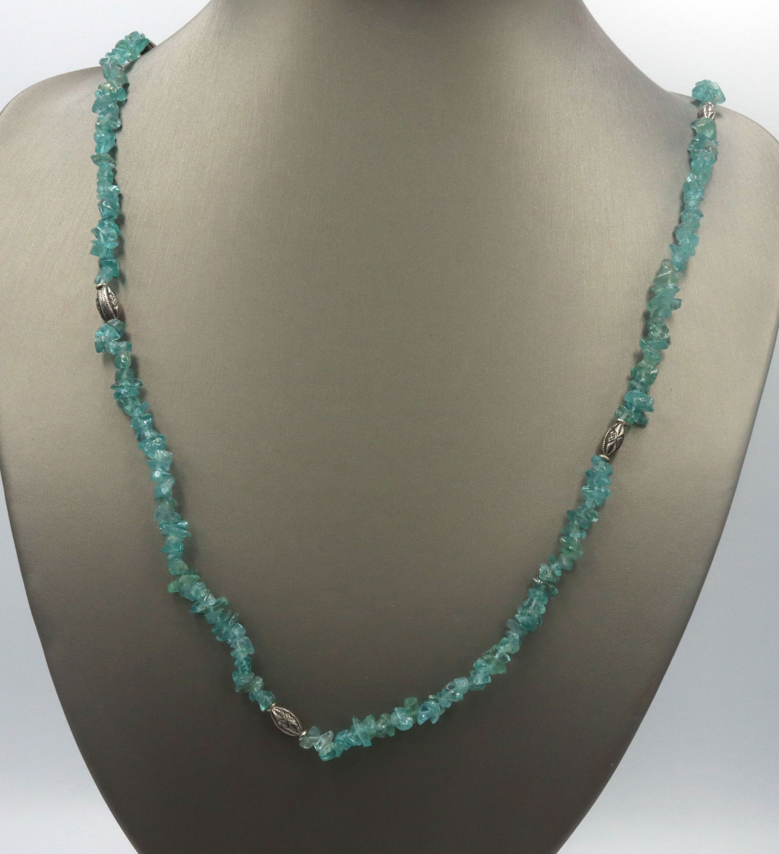 Aquamarine blue green stone bead Ethnic necklace (1 of 5)