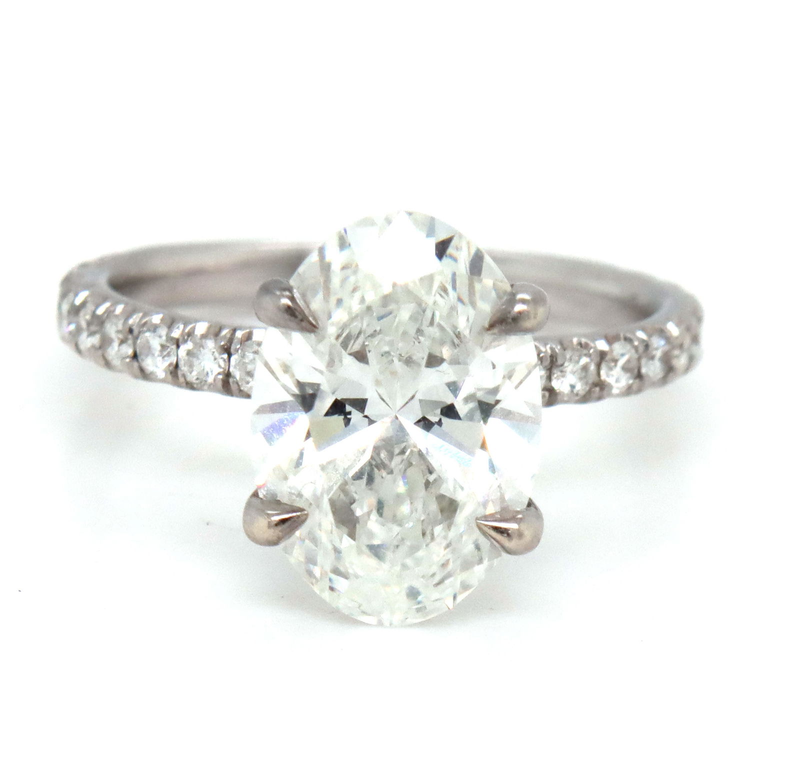 14kt White gold 3.15ct oval lab grown diamond in micro pave ring (1 of 7)