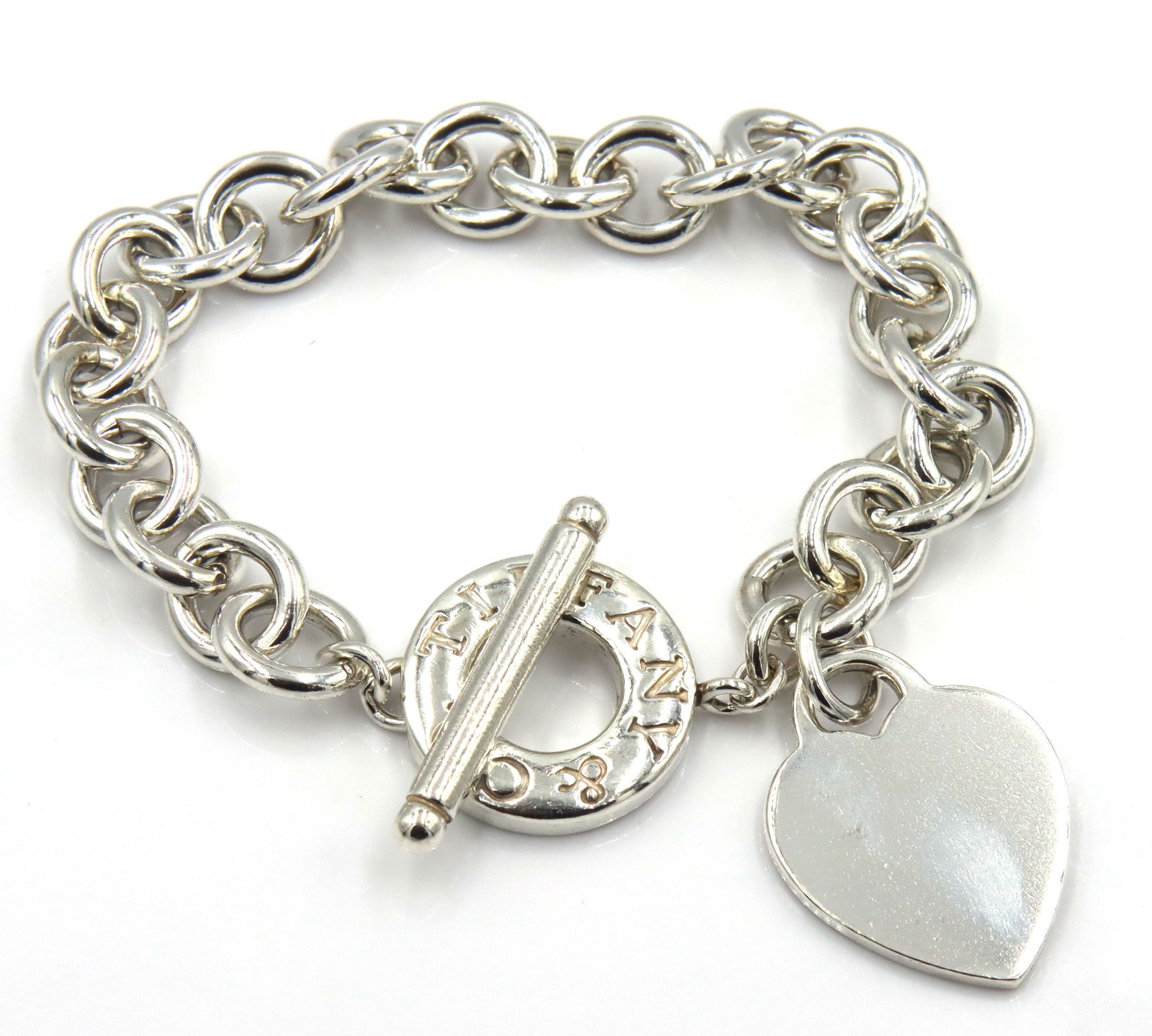 Tiffany & Co Toggle clasp heart shaped charm dangle bracelet (1 of 5)