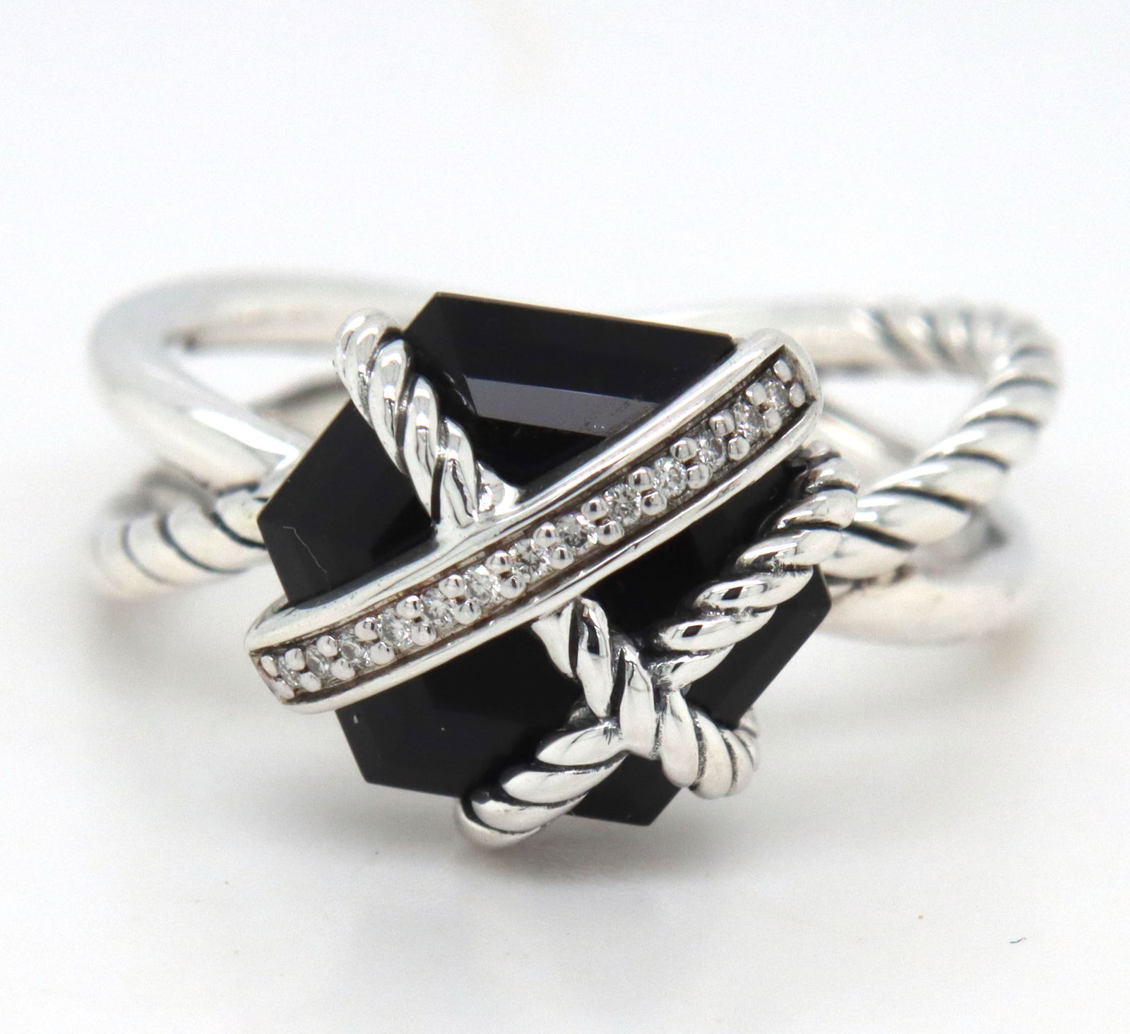 David Yurman black onyx and diamond wrap ring (1 of 5)