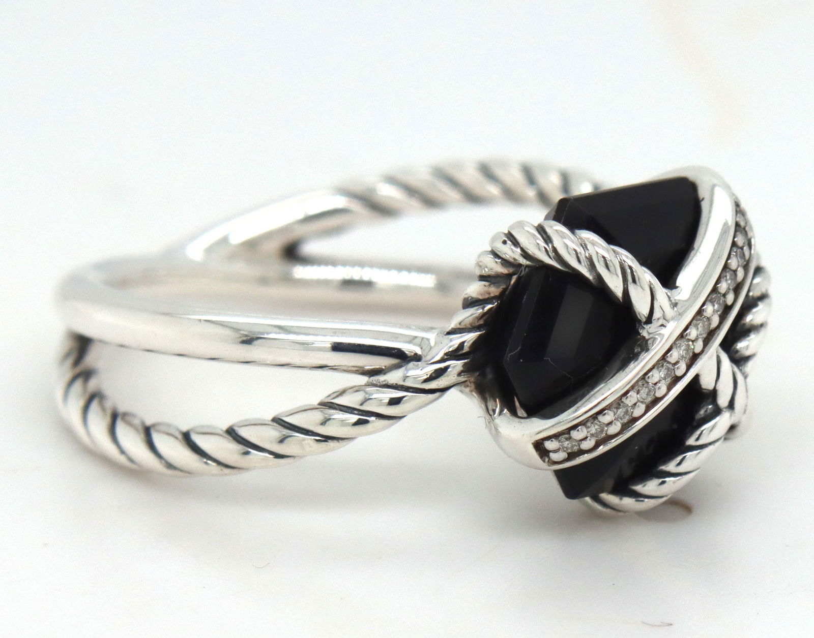 David Yurman black onyx and diamond wrap ring - 2