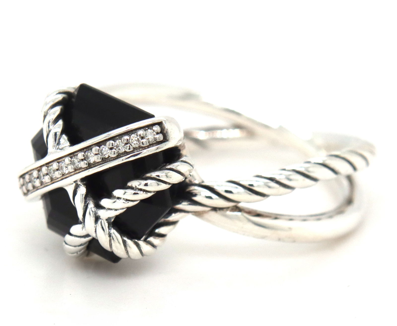 David Yurman black onyx and diamond wrap ring - 3