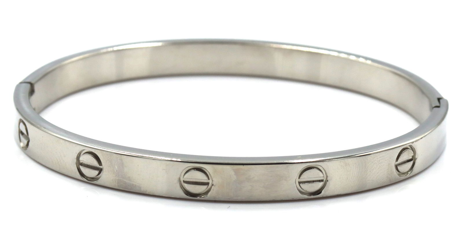 Stainless steel love bangle bracelet: Stainless steel love bangle 7.25-inch bracelet. The total weight of the bangle is 20.5 grams.