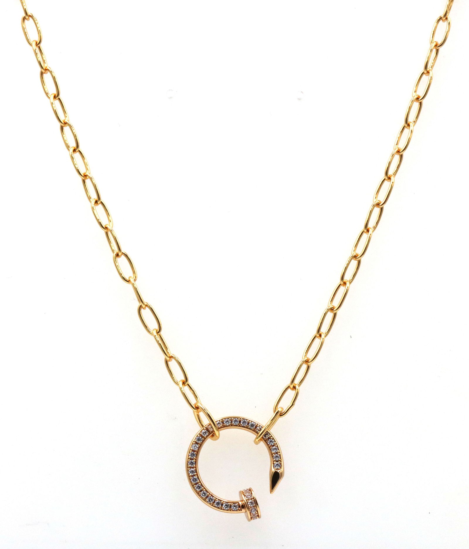 Gold plated crystal nail pendant on chain (1 of 3)