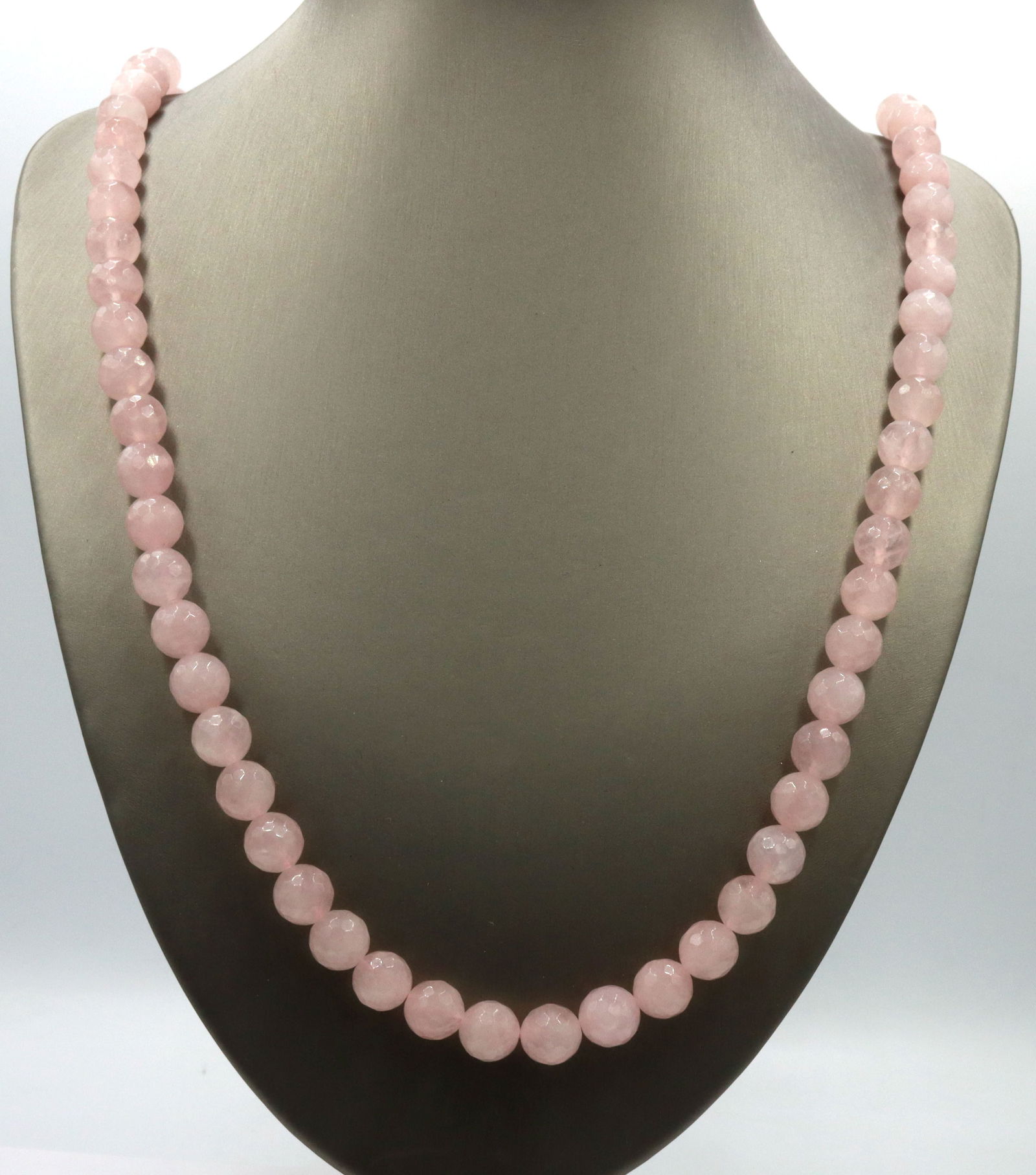 Pink quartz bead ball necklace (1 of 5)
