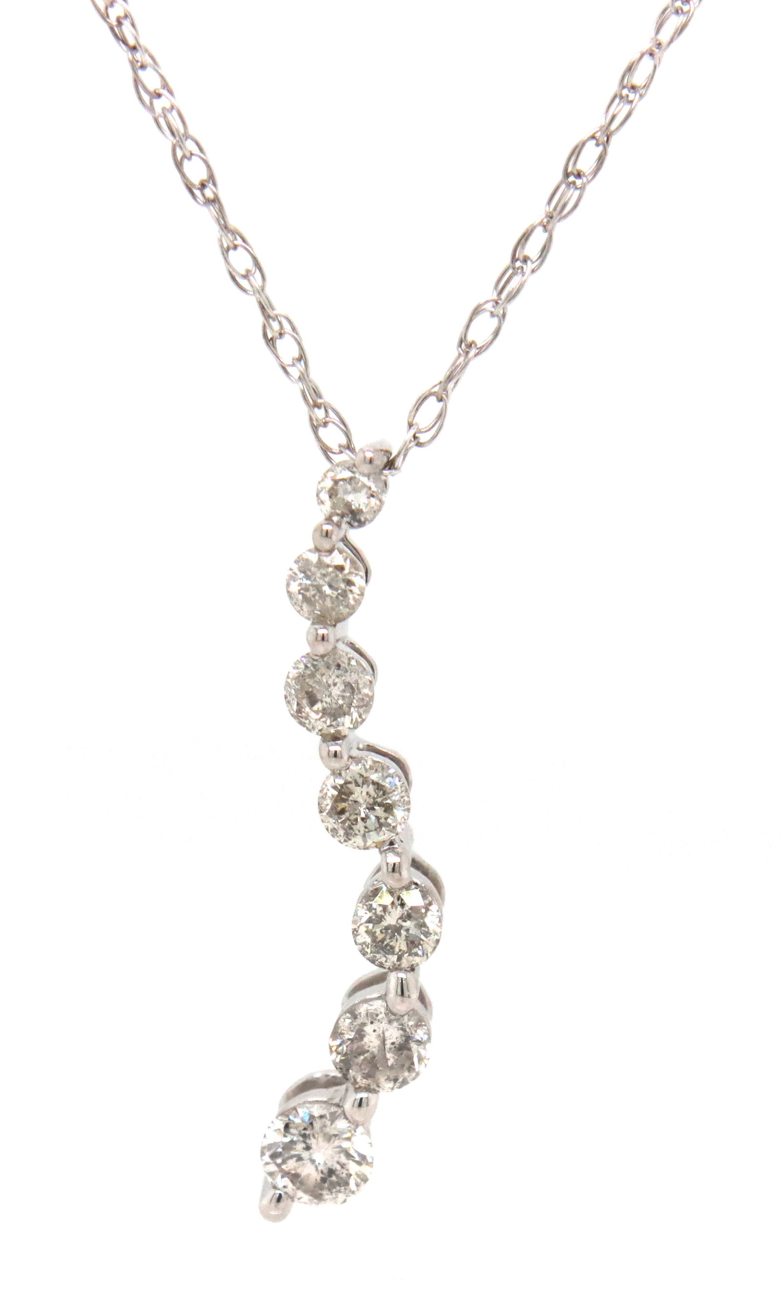 10kt White gold 0.35ctw diamond Journey pendant on chain (1 of 4)