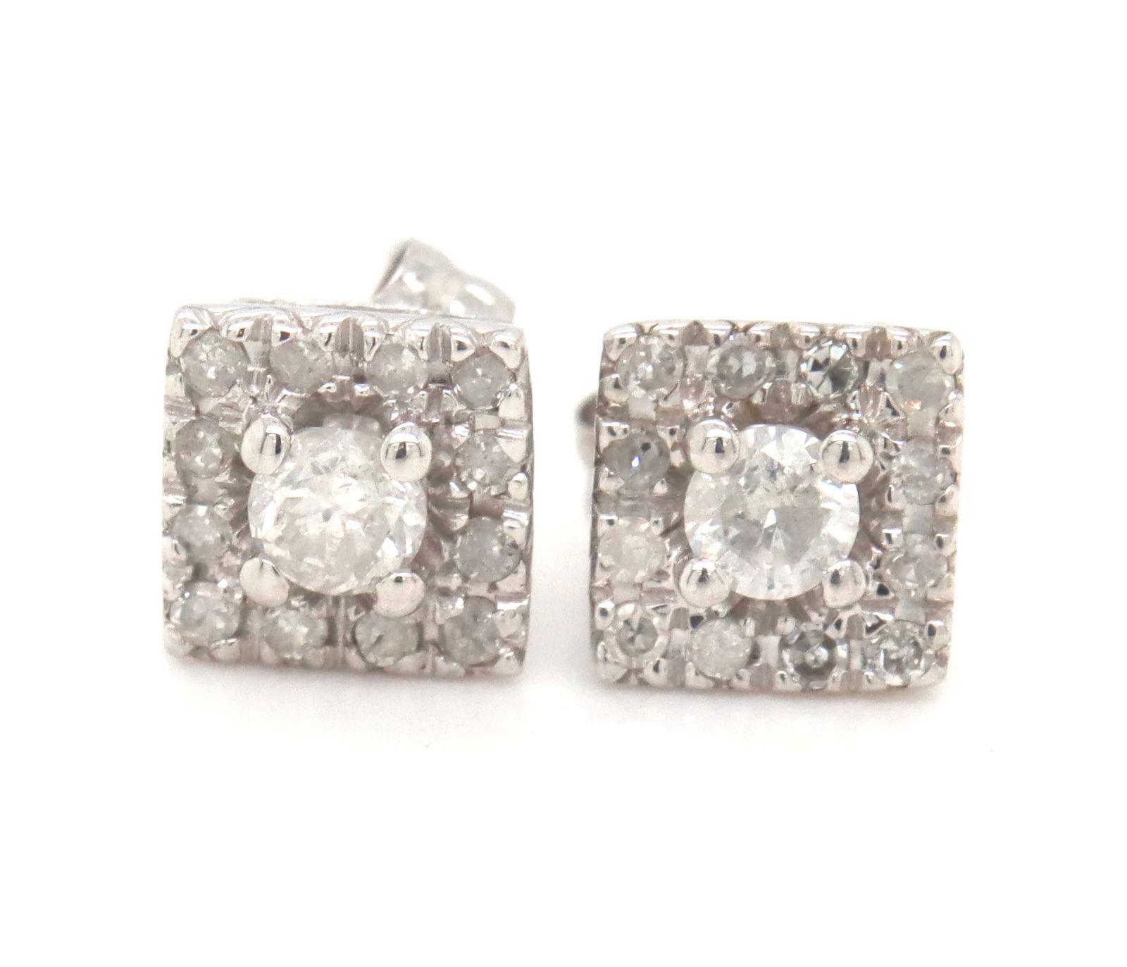 14kt White gold diamond cluster earrings (1 of 3)