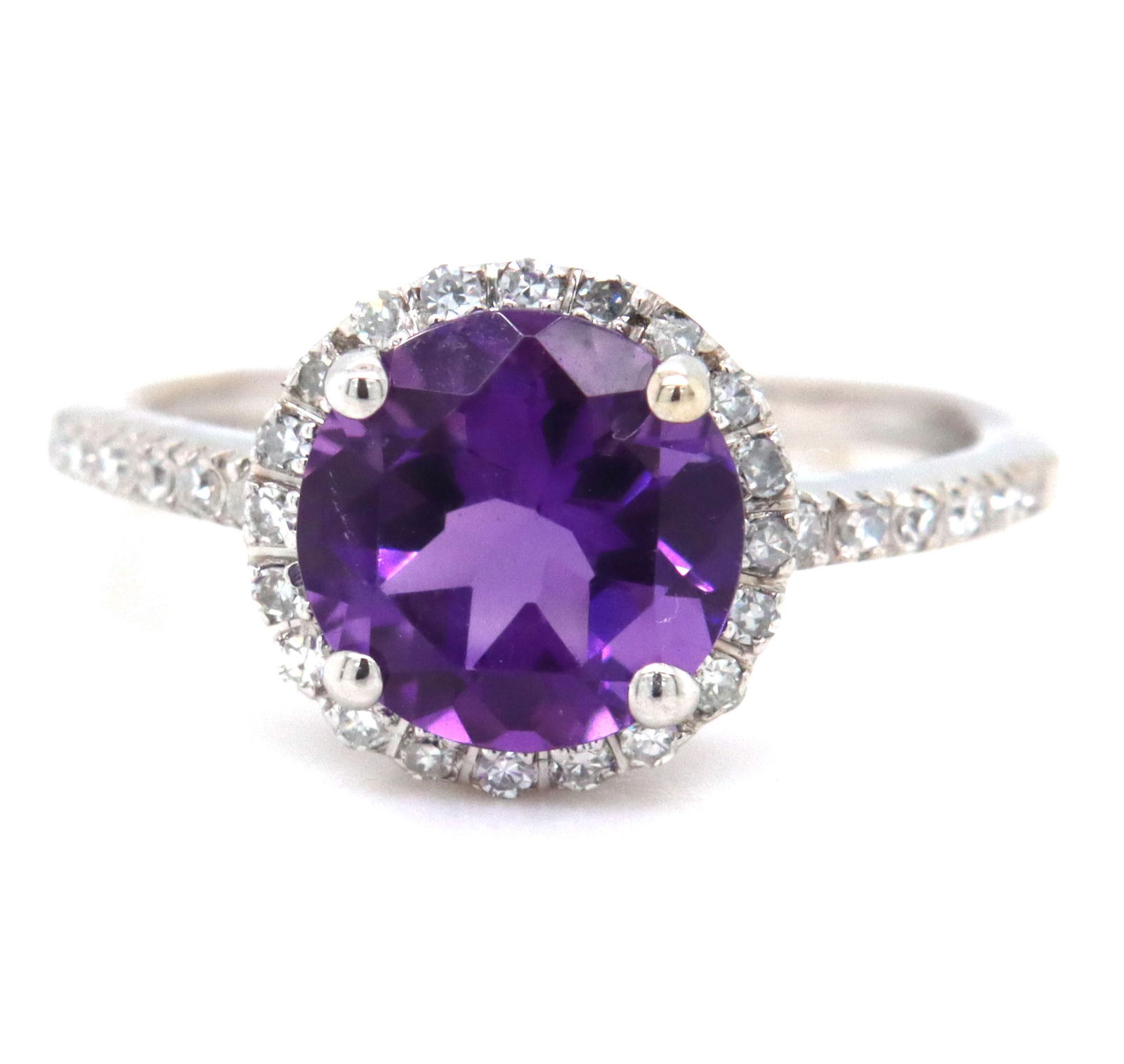 14kt White gold 1.35ctw amethyst and diamond halo ring (1 of 4)