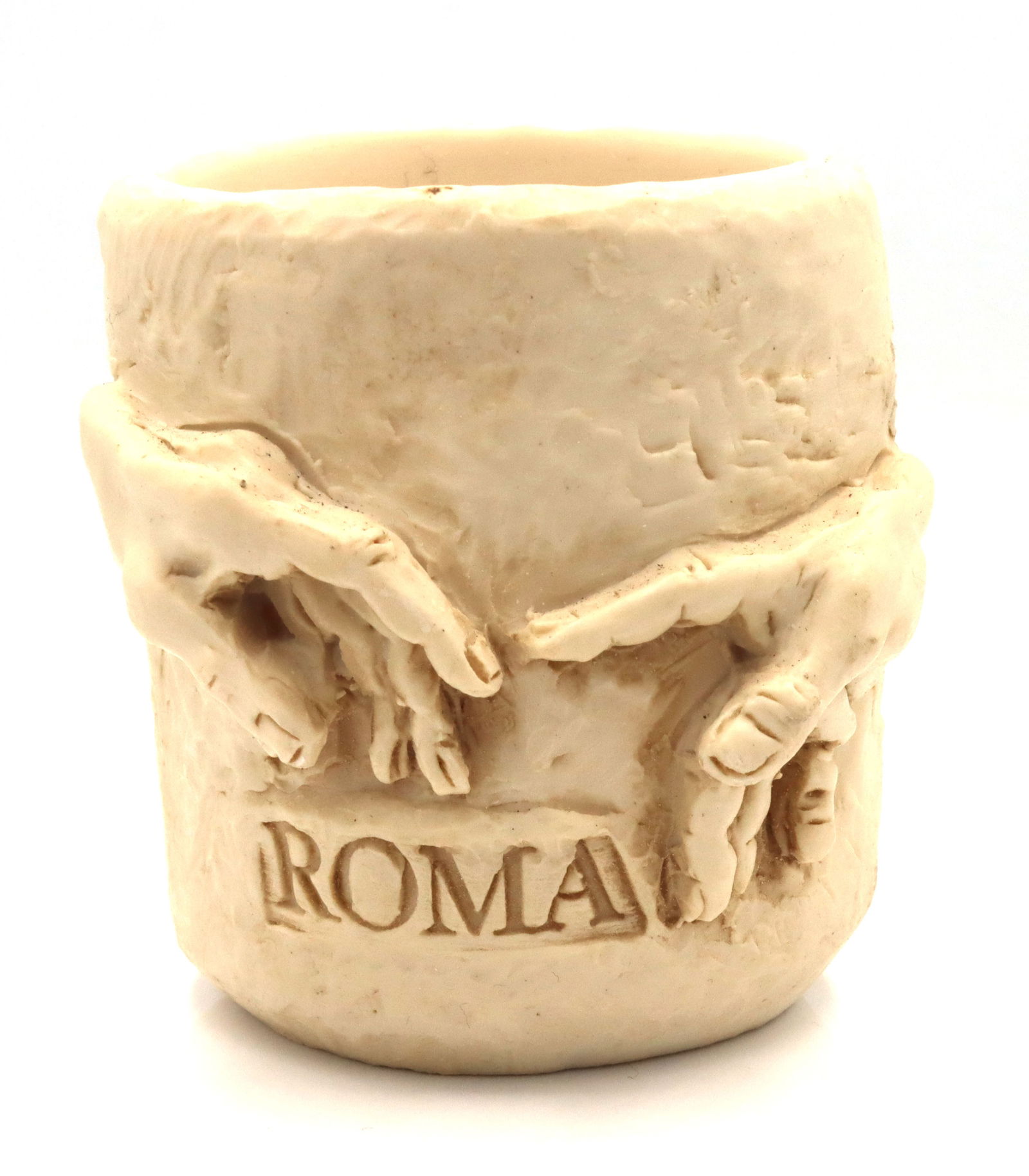 Handmade Ceramic Roma mug: Handmade Ceramic Rome mug 3-inches tall. Made in Italy.