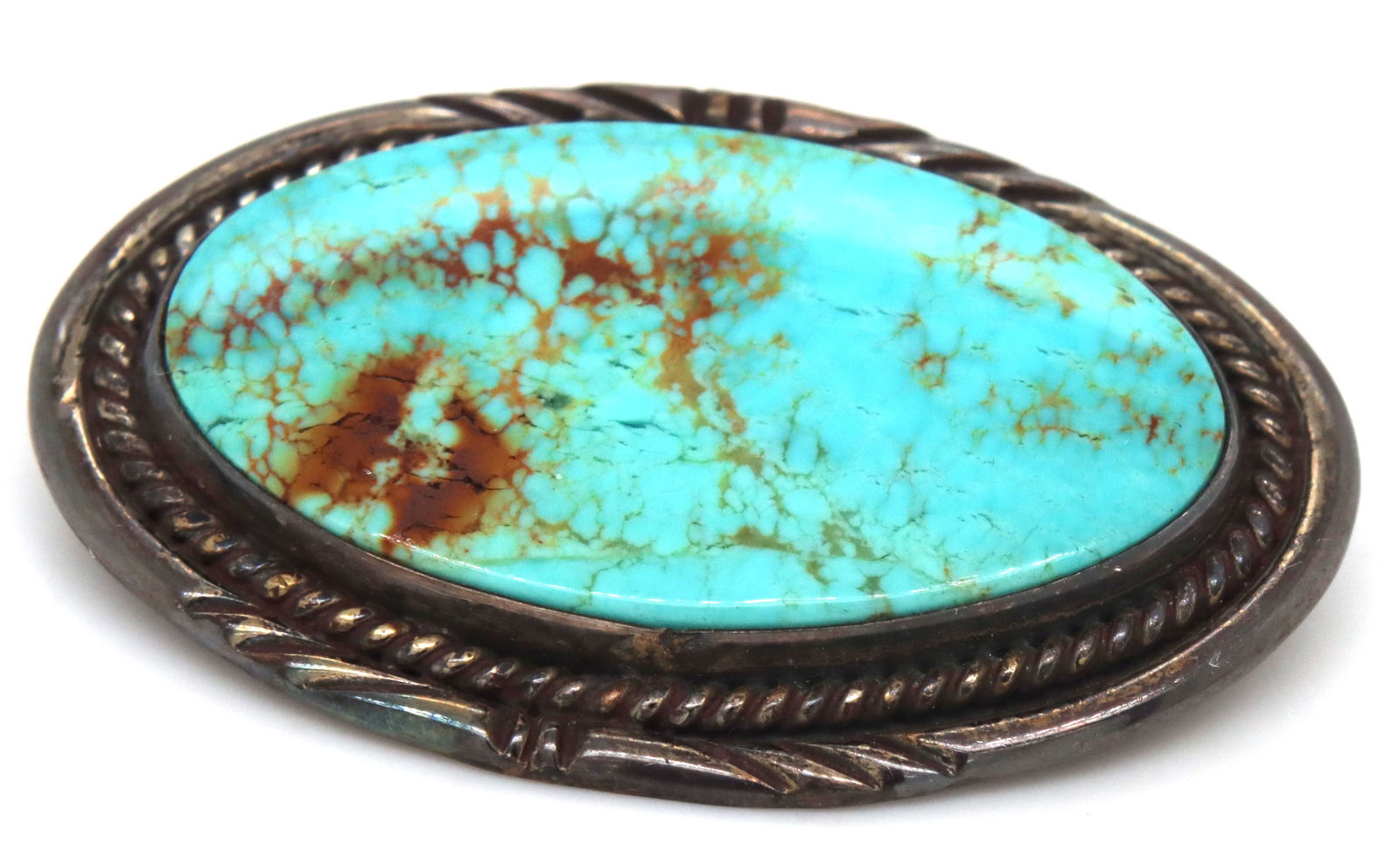 Vintage 925 sterling silver signed turquoise brooch (1 of 4)