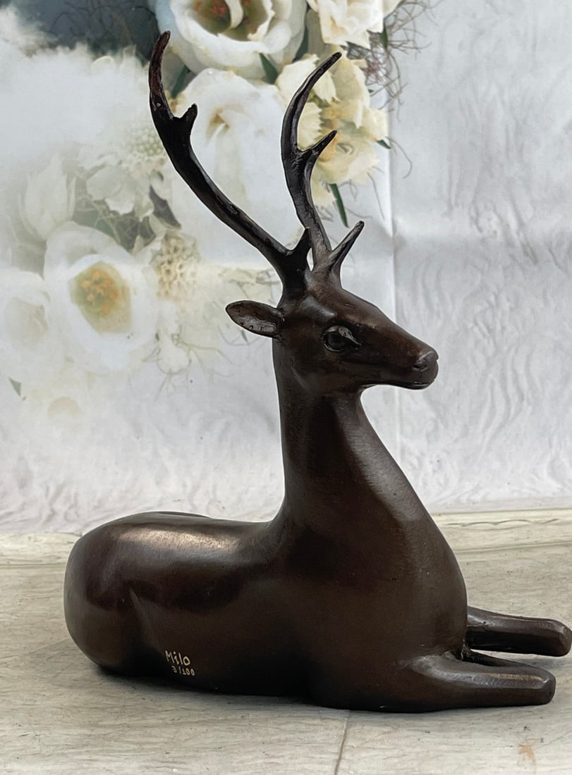 Elk Deer Bronze Sculpture - 9