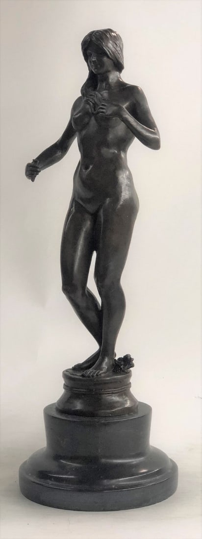 Nude Erotic Bronze Sculpture: God creates a man (Adam) from the dust, blows life into him, and creates for him the Garden of Eden. Then God plants the Tree of Knowledge of Good and Evil and the Tree of Life in the middle of the ga