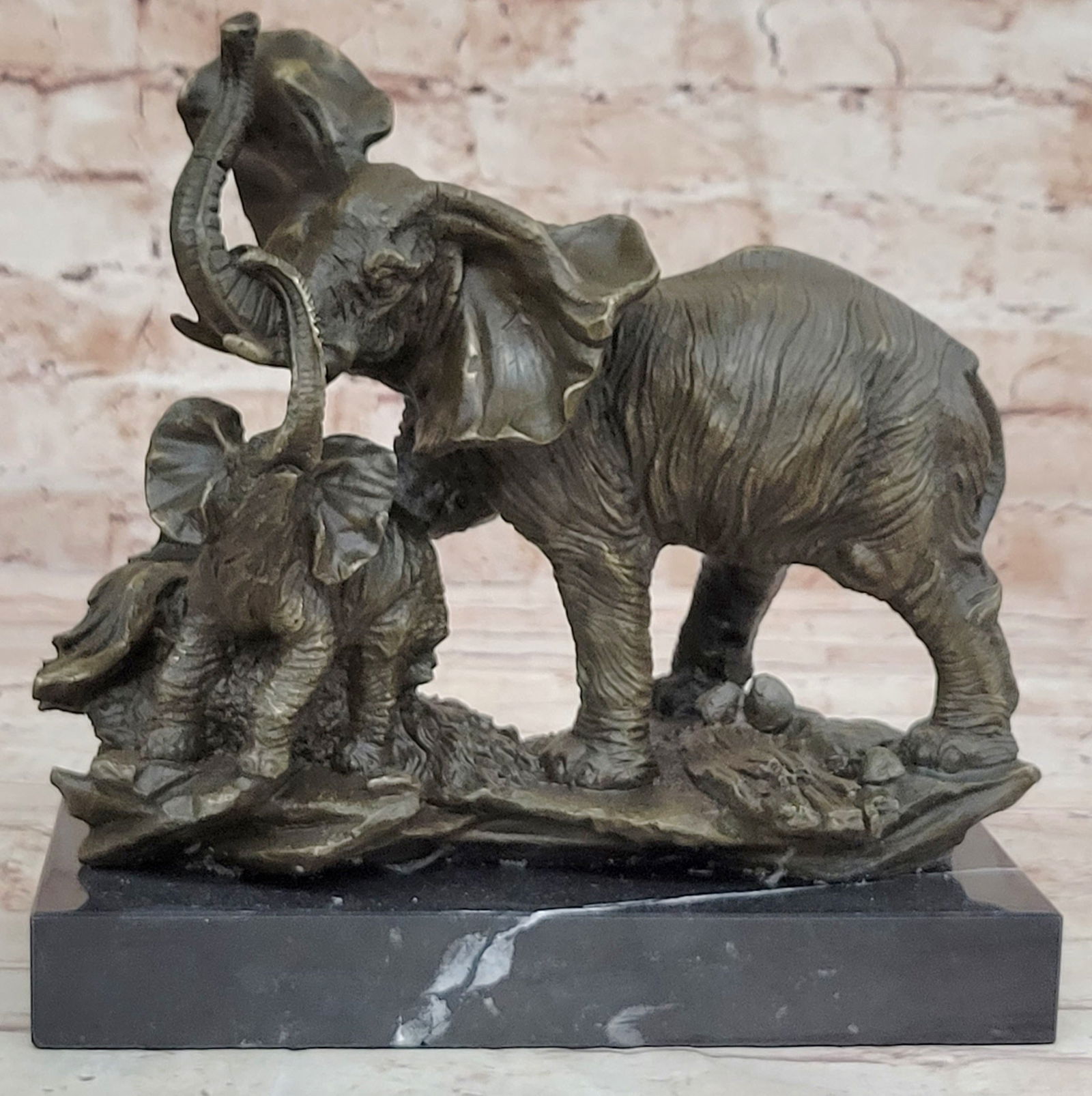 Elephant with Baby Wildlife Bronze Sculpture (1 of 10)