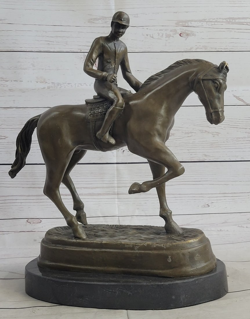 Jockey on Racehorse Bronze Sculpture (1 of 9)