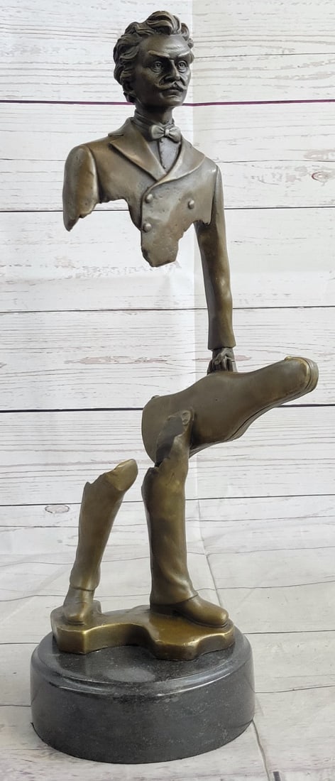 Modern Art Musician Bronze Sculpture: This bronze sculpture was cast using the archaic methods of lost-wax casting and finished with a brown patina stain and mounted on a marble base. Dimensions: Height 15 X Width 5 inches. Weight: 8 LBS.