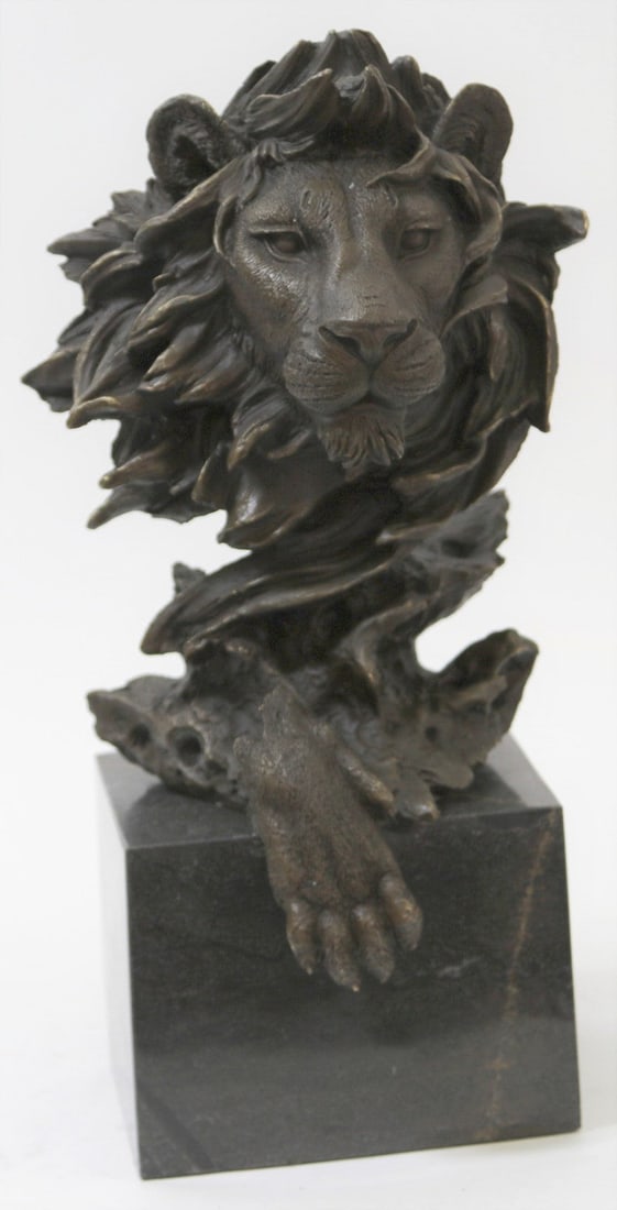African Lion Bust Bronze Sculpture (1 of 6)