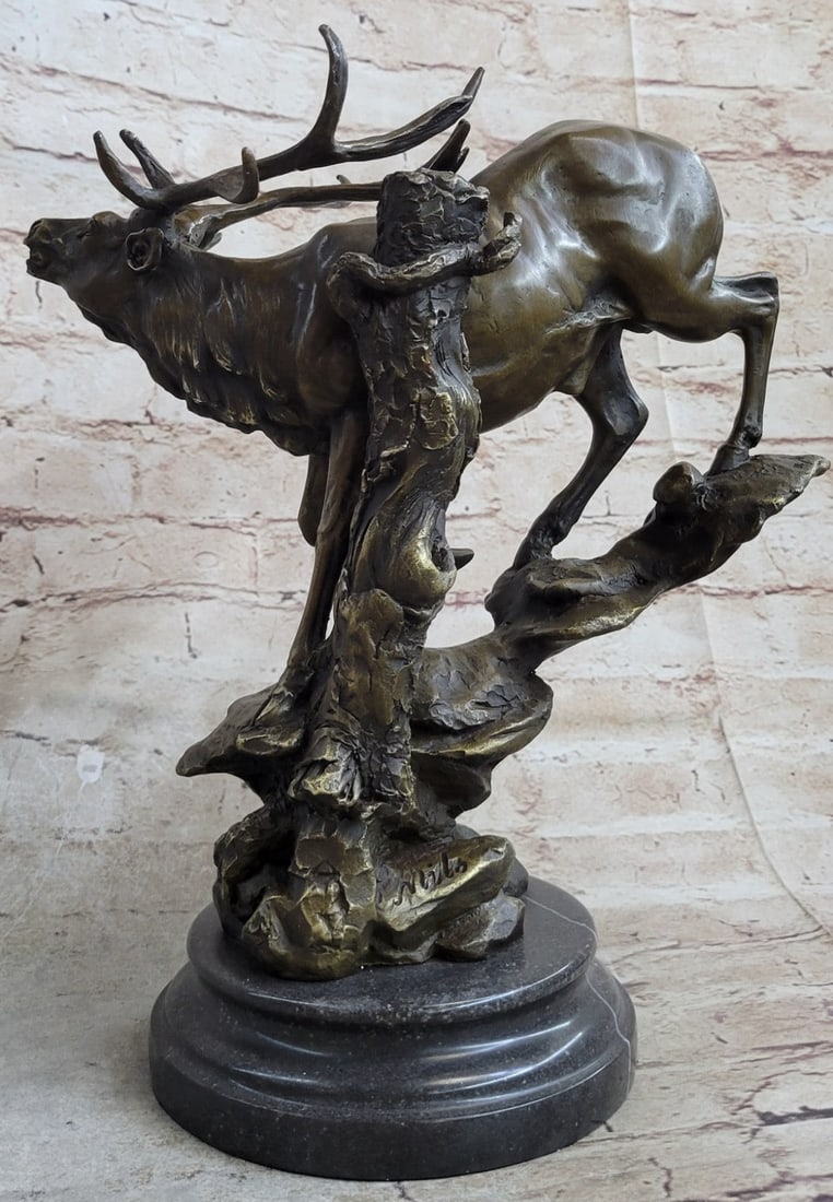 Male Elk Mountain Deer Bronze Sculpture - 6