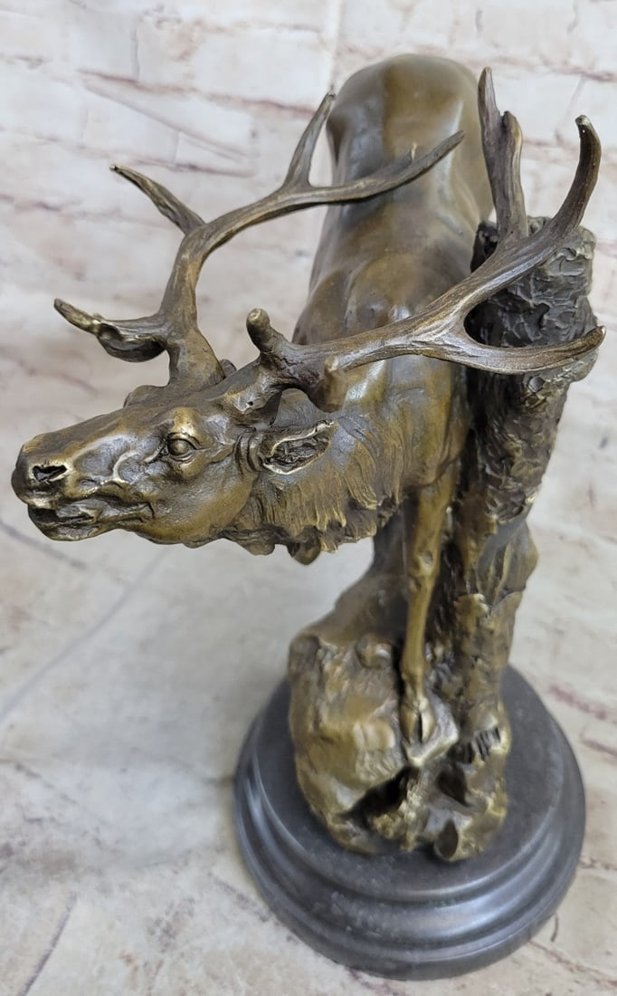 Male Elk Mountain Deer Bronze Sculpture - 7