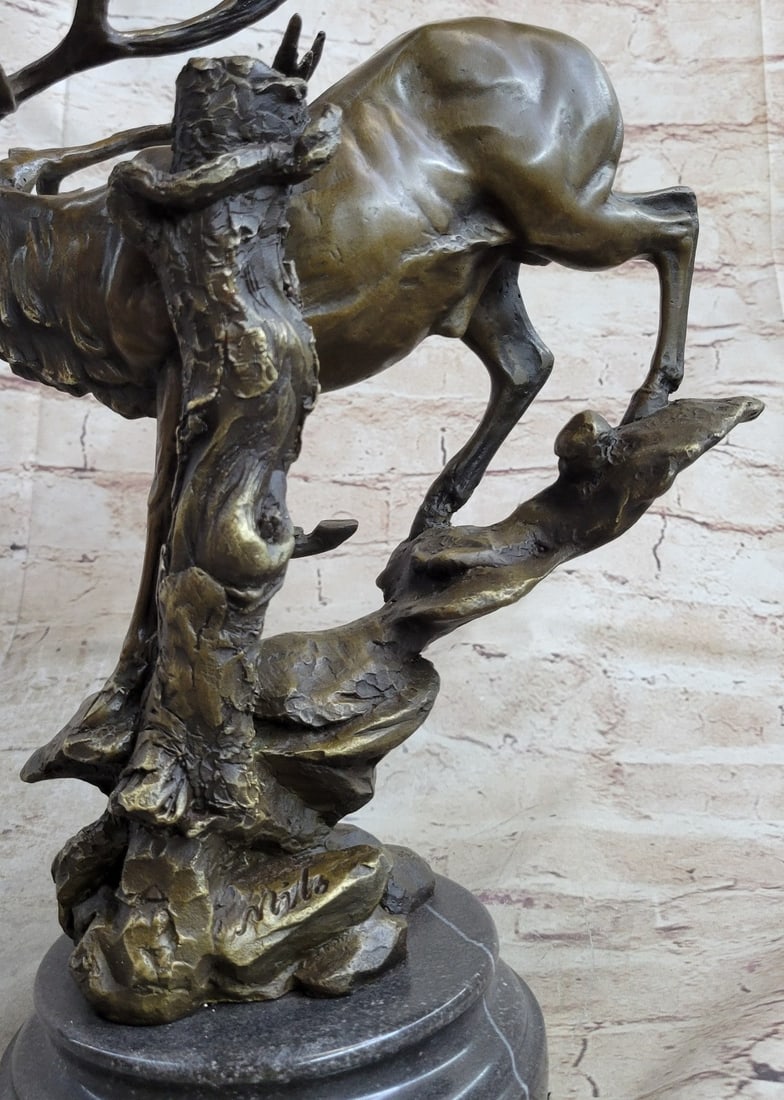 Male Elk Mountain Deer Bronze Sculpture - 9