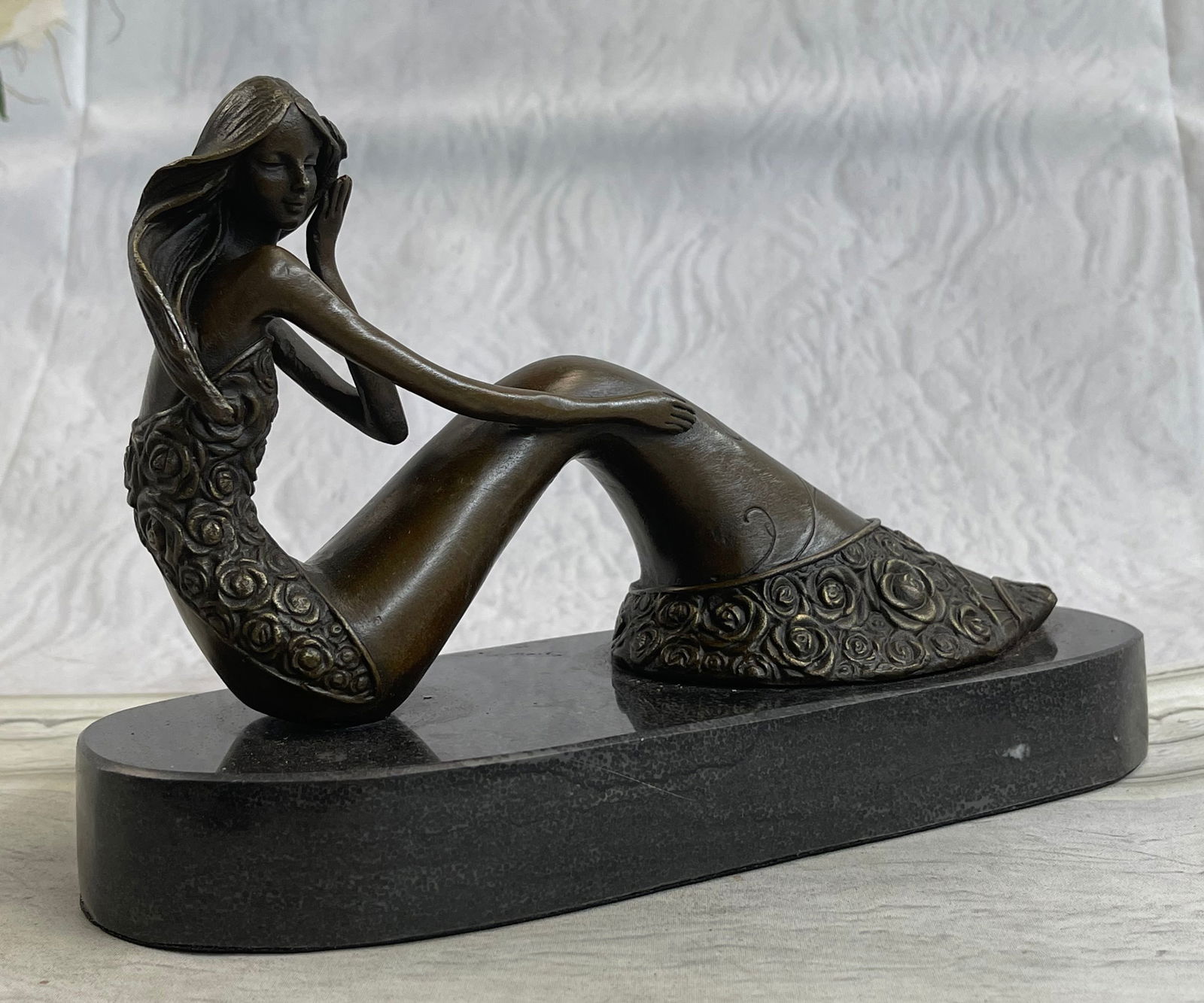 Mermaid Decor Bronze Statue: Crafted with exquisite detailing, this beautiful Sculpture makes a bold statement. Expert craftsmanship is immediately apparent making an outstanding display. The Bronze Sculpture was cast using the a
