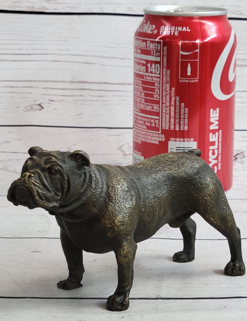 Miniature Brown Patina English Bulldog Dog Bronze Sculpture - 2